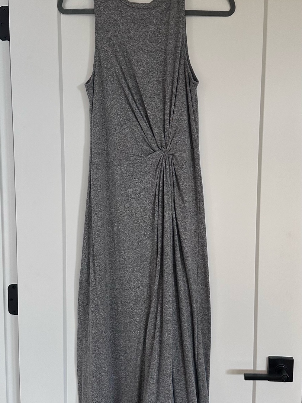 GAP Sleeveless Heather Gray Knot-Front Maxi Dress
